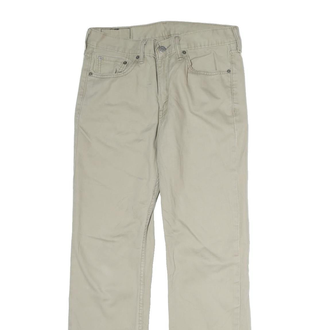 LEVI'S Mens Cotton Beige Regular Straight Trousers W30 L30 Zip Closure Classic
