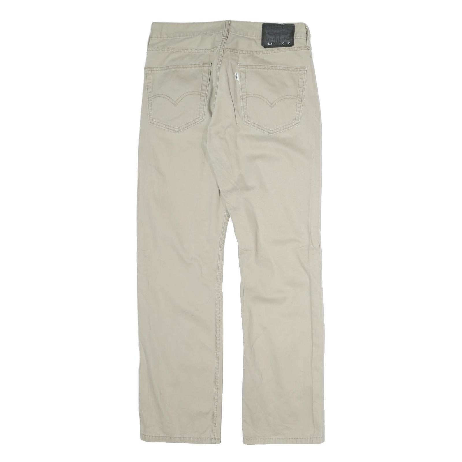 LEVI'S Mens Cotton Beige Regular Straight Trousers W30 L30 Zip Closure Classic