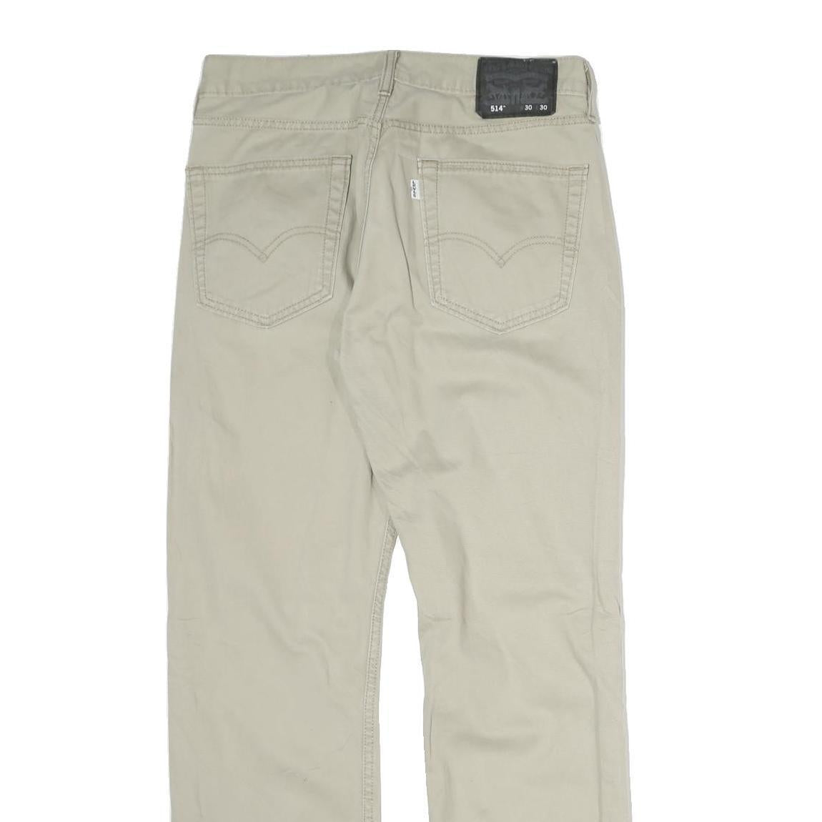 LEVI'S Mens Cotton Beige Regular Straight Trousers W30 L30 Zip Closure Classic