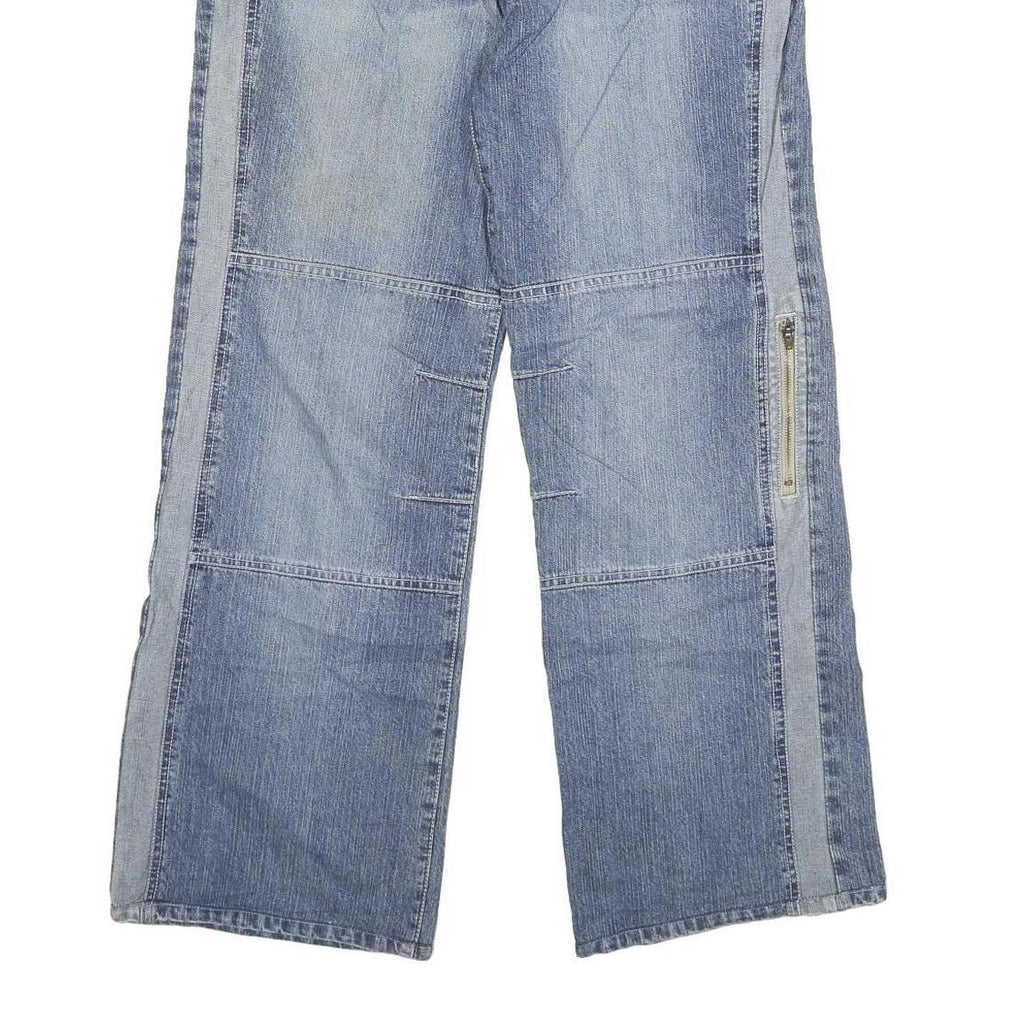 MZ JEANS Mens Blue Relaxed Patchwork Denim Stone Wash W30 L28 Zip Closure