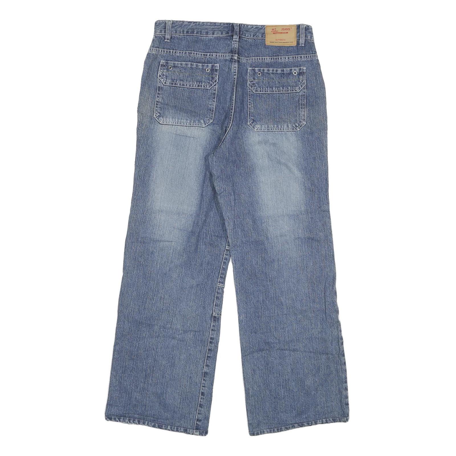 MZ JEANS Mens Blue Relaxed Patchwork Denim Stone Wash W30 L28 Zip Closure