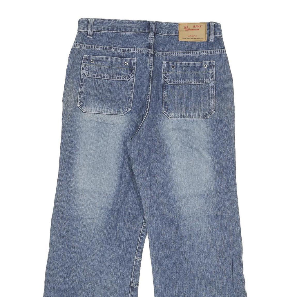 MZ JEANS Mens Blue Relaxed Patchwork Denim Stone Wash W30 L28 Zip Closure