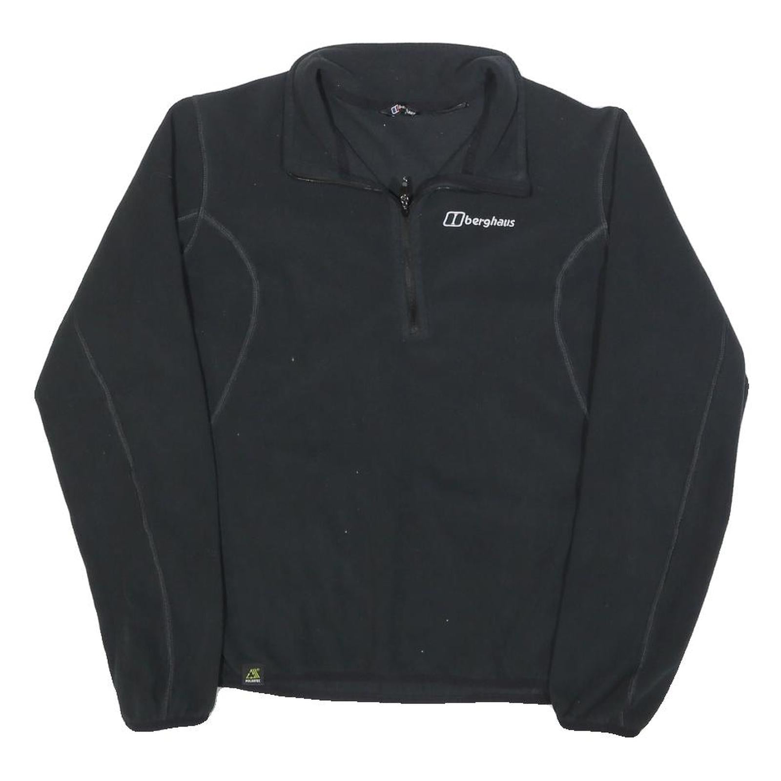 BERGHAUS Womens Black Plain Polyester Pullover Jumper UK 14 Outdoor Casual