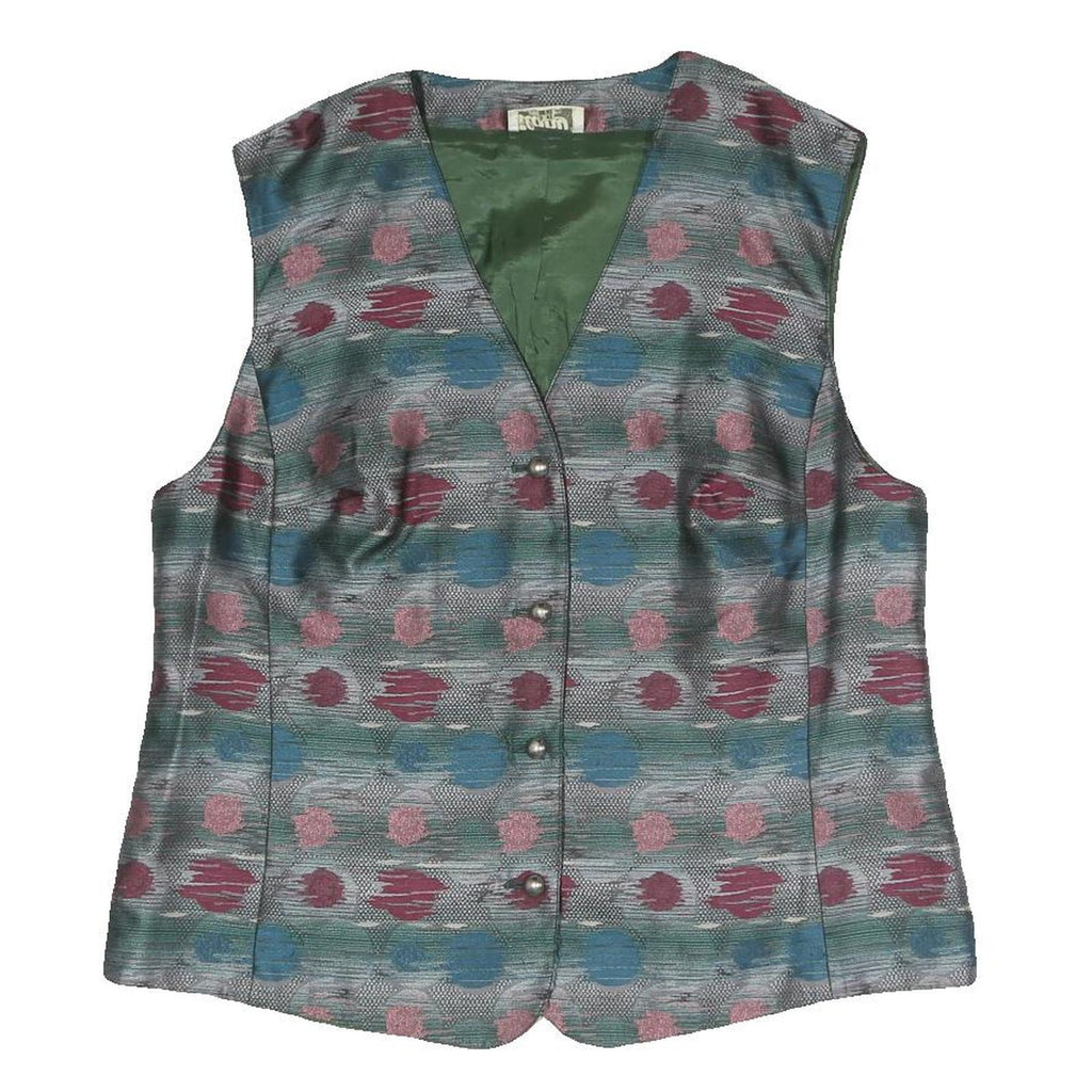 ILANY Womens Multicoloured Button Jacket L Polyester Blend Striped Pattern