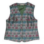 ILANY Womens Multicoloured Button Jacket L Polyester Blend Striped Pattern