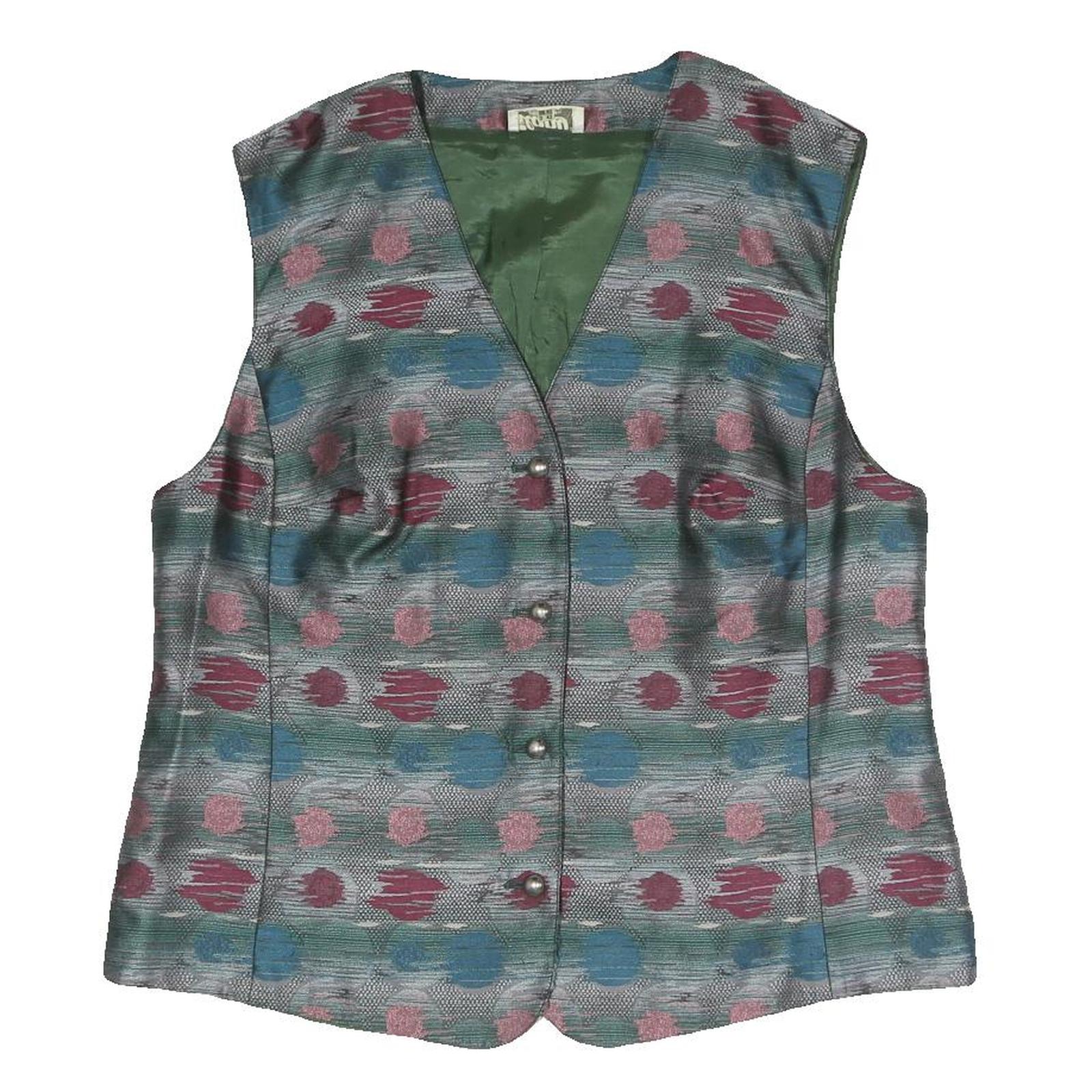 ILANY Womens Multicoloured Button Jacket L Polyester Blend Striped Pattern