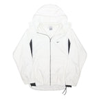 NIKE Mens White Jacket L Polyester Blend Zip Plain Hooded Athletic Sportswear