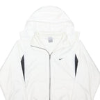NIKE Mens White Jacket L Polyester Blend Zip Plain Hooded Athletic Sportswear