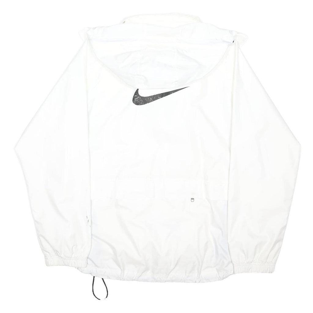 NIKE Mens White Jacket L Polyester Blend Zip Plain Hooded Athletic Sportswear