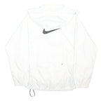 NIKE Mens White Jacket L Polyester Blend Zip Plain Hooded Athletic Sportswear