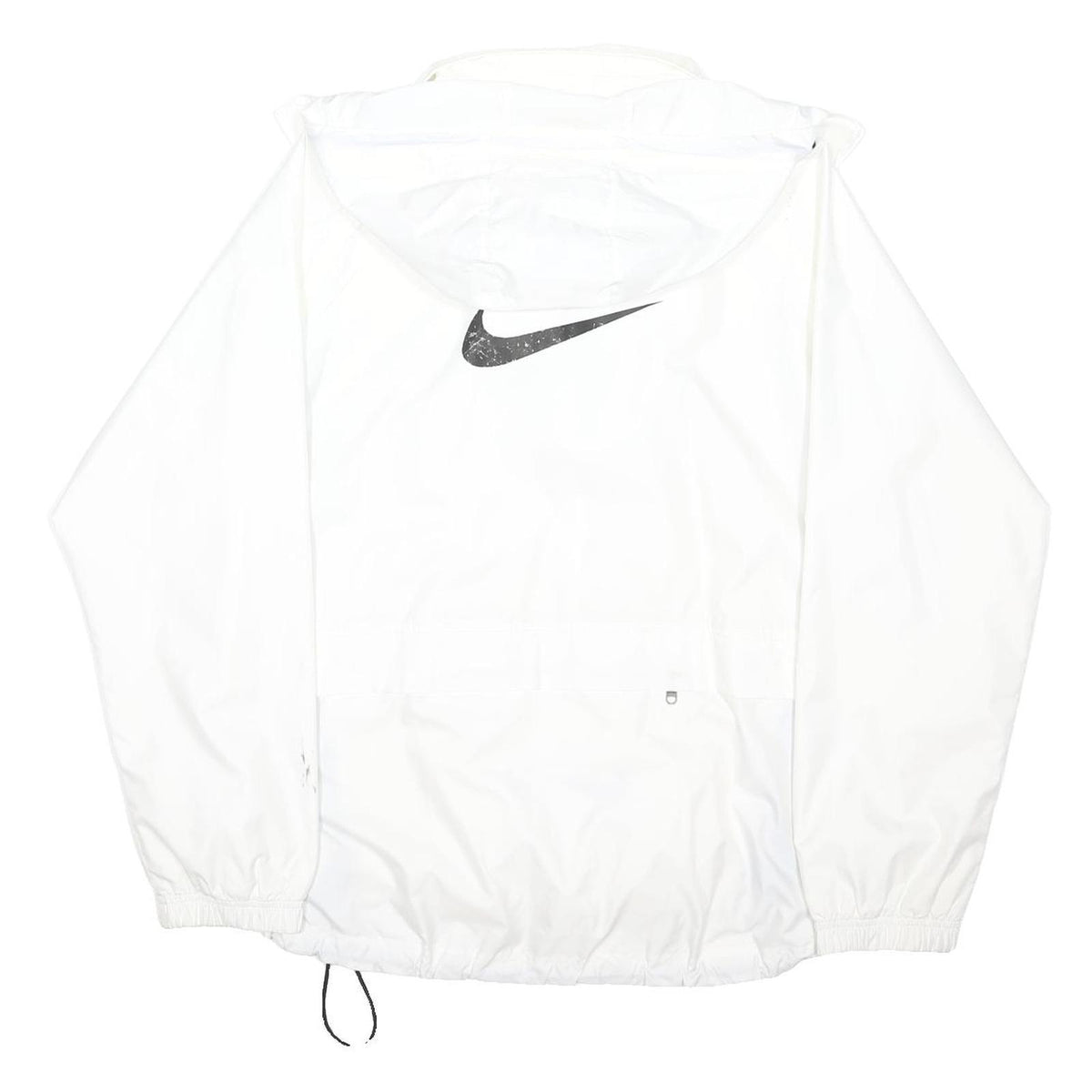 NIKE Mens White Jacket L Polyester Blend Zip Plain Hooded Athletic Sportswear