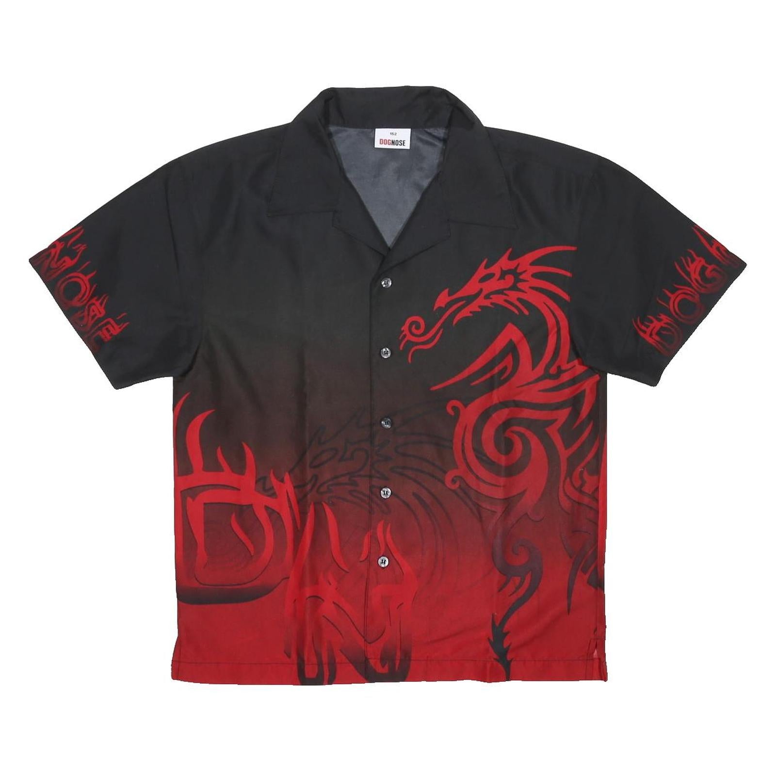 DOGNOSE Boys Black & Red Tribal Dragon Pattern Shirt M Polyester Summer