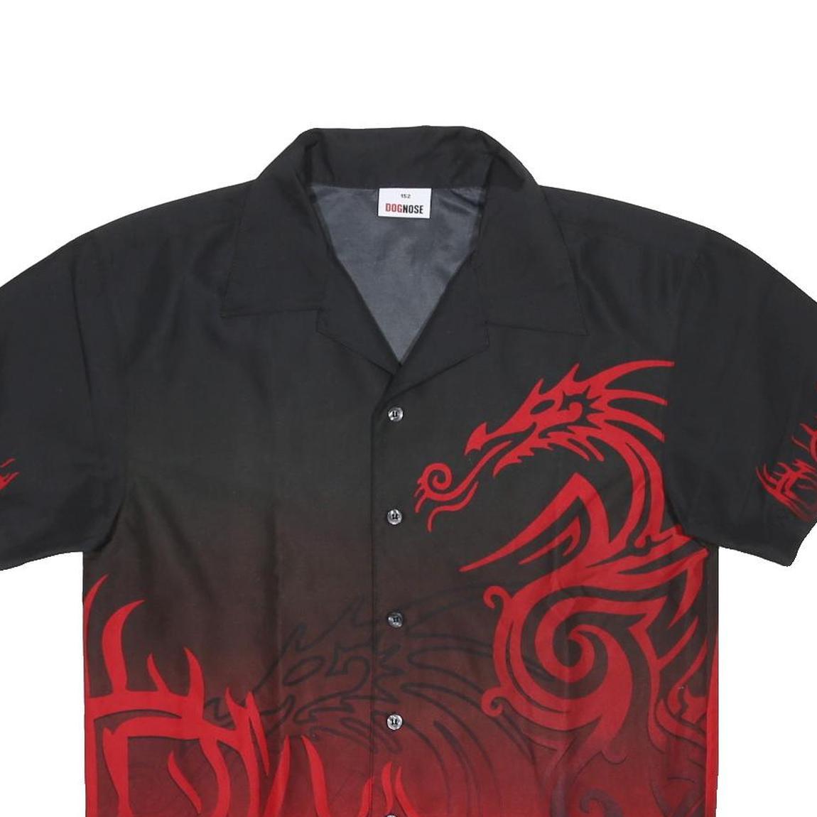 DOGNOSE Boys Black & Red Tribal Dragon Pattern Shirt M Polyester Summer