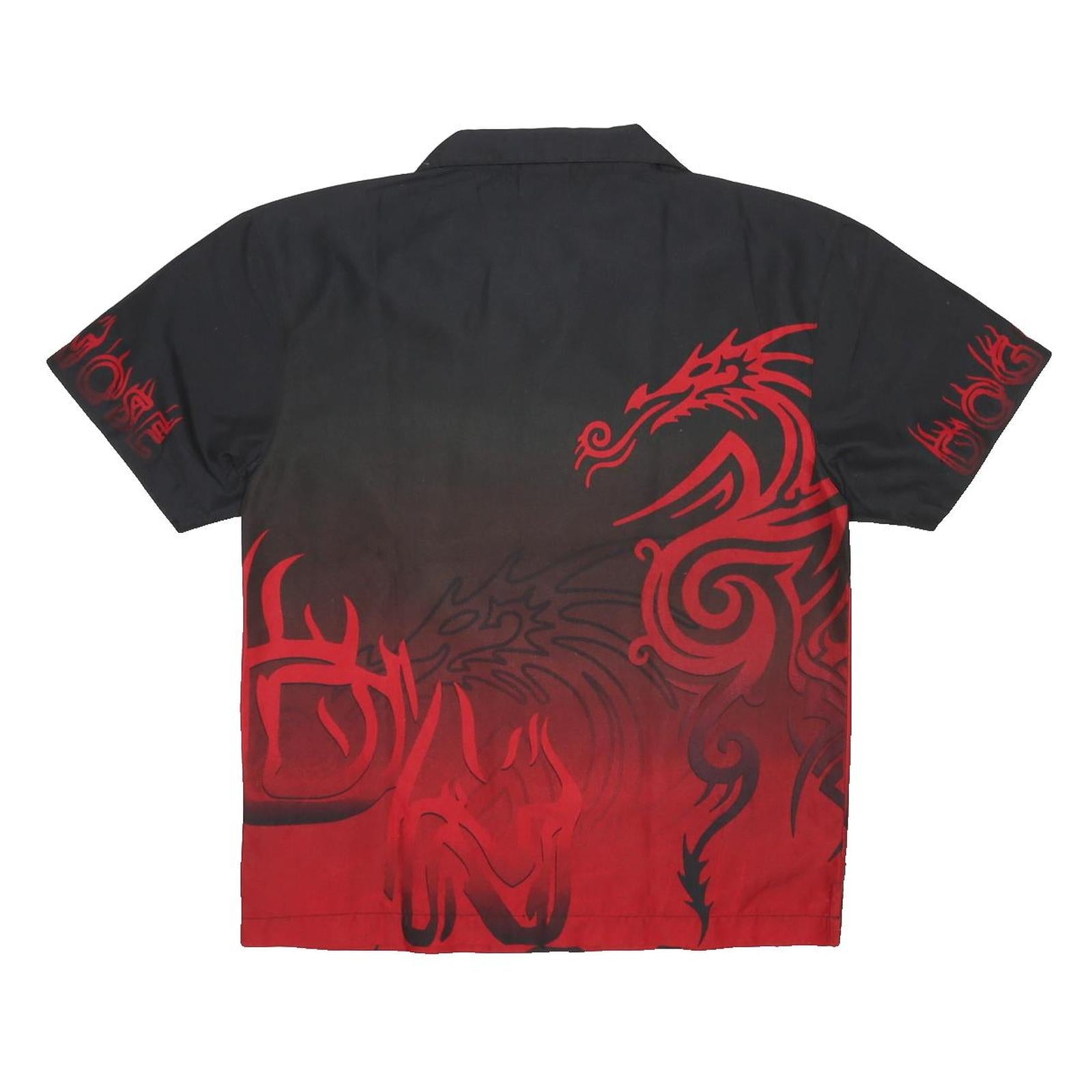 DOGNOSE Boys Black & Red Tribal Dragon Pattern Shirt M Polyester Summer