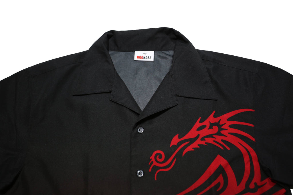 DOGNOSE Boys Black & Red Tribal Dragon Pattern Shirt M Polyester Summer
