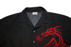 DOGNOSE Boys Black & Red Tribal Dragon Pattern Shirt M Polyester Summer