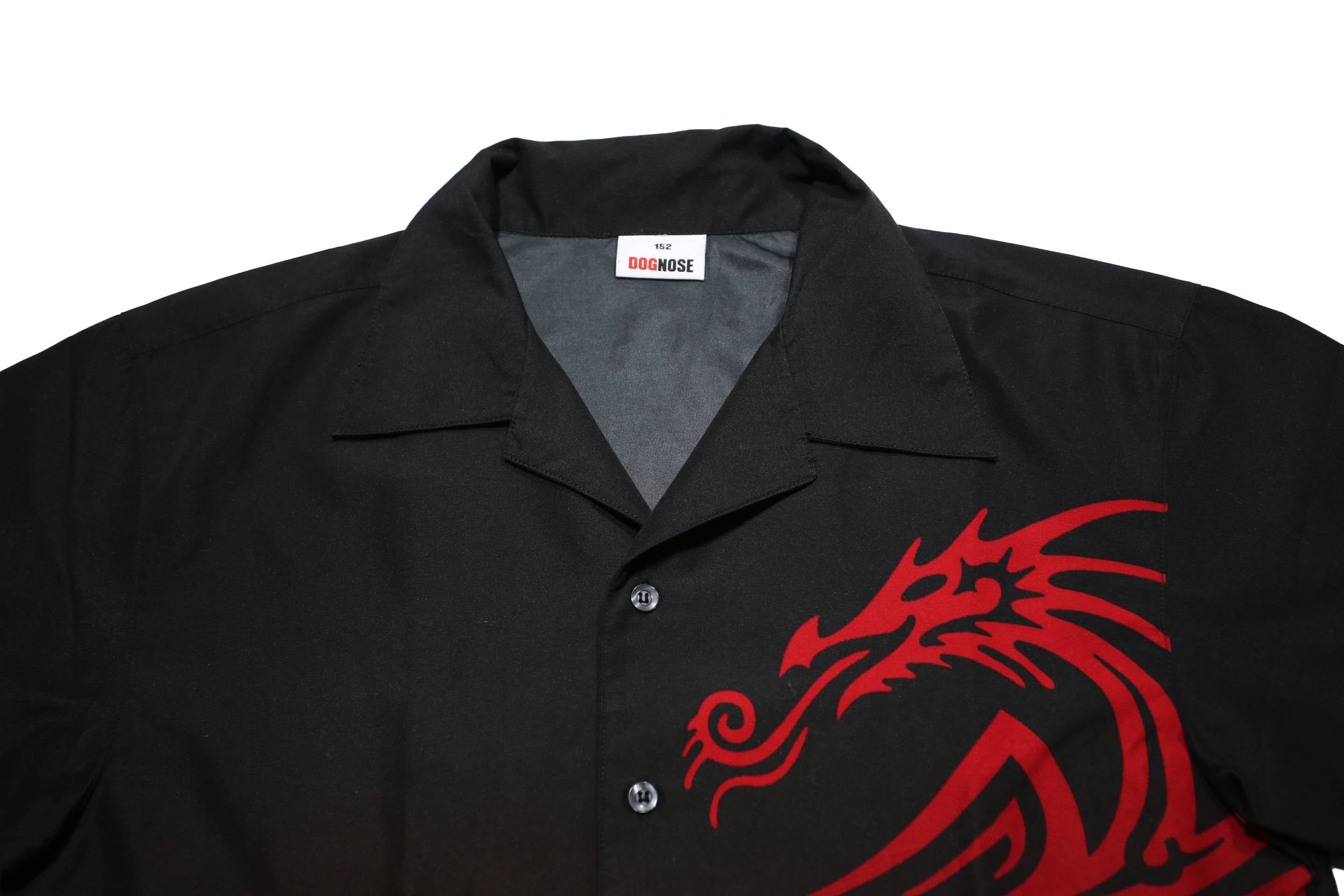 DOGNOSE Boys Black & Red Tribal Dragon Pattern Shirt M Polyester Summer