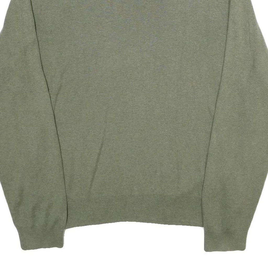 POLO RALPH LAUREN Mens Green Jumper Plain V-Neck Basic Knit XL Soft Cotton