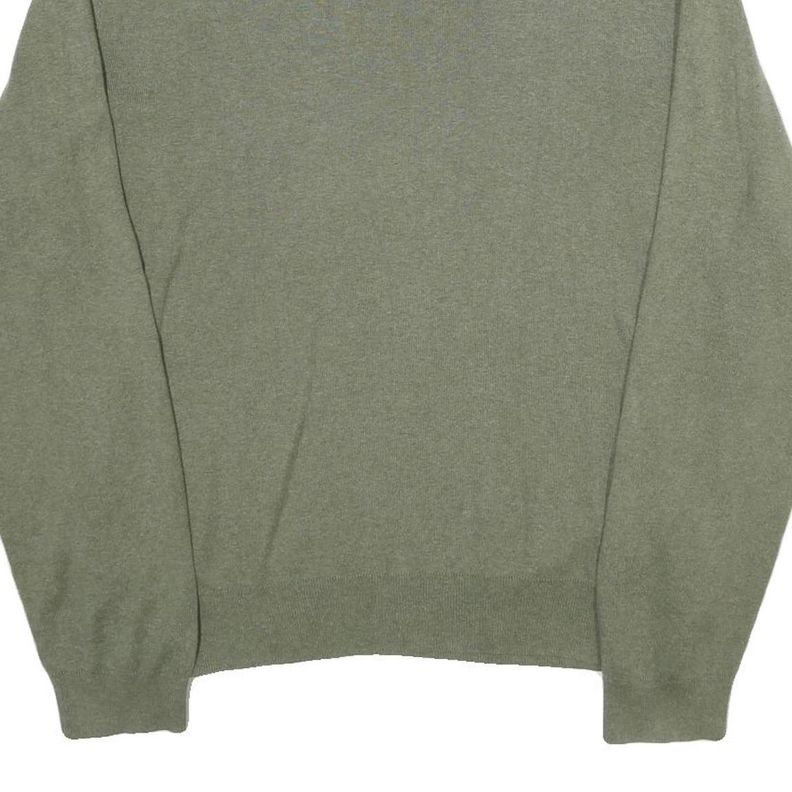 POLO RALPH LAUREN Mens Green Jumper Plain V-Neck Basic Knit XL Soft Cotton
