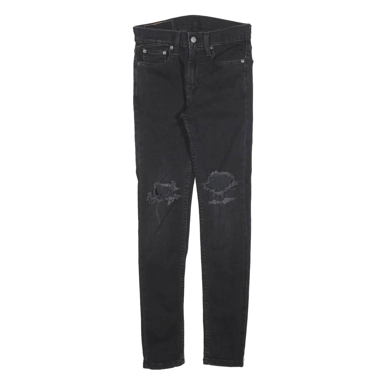 LEVI'S 519 Mens Slim Skinny Denim Black W28 L30 Distressed Stretch Cotton