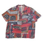 ACKERMAN Womens Red & Grey Printed Shirt Short Sleeve Collared M Stylish Top