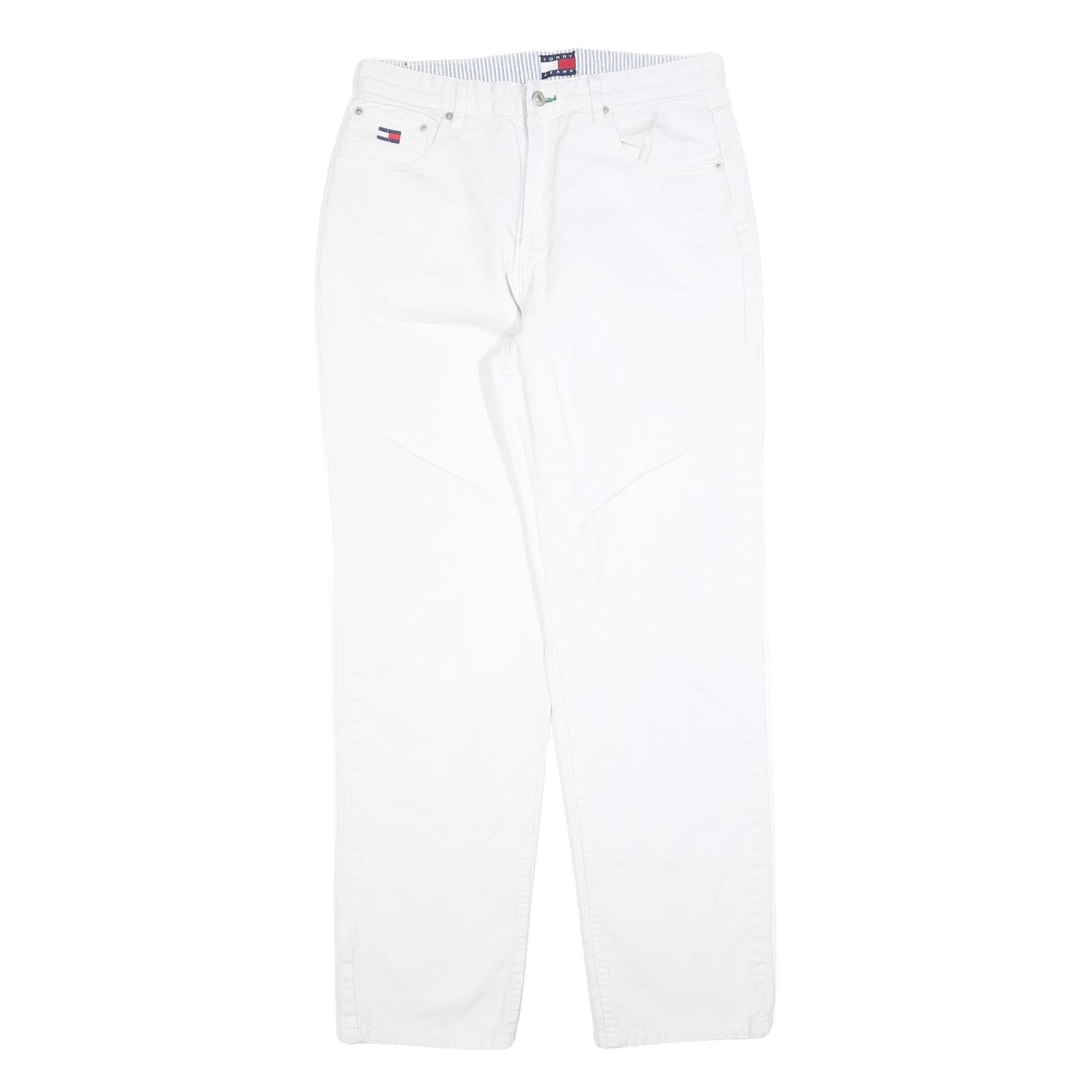 TOMMY HILFIGER Womens Jeans White Regular Straight Denim W32 L30 Classic Casual