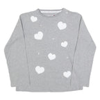 AUSTRALIAN Womens Grey Sweatshirt S Cotton Blend Crew Neck Heart Print Casual