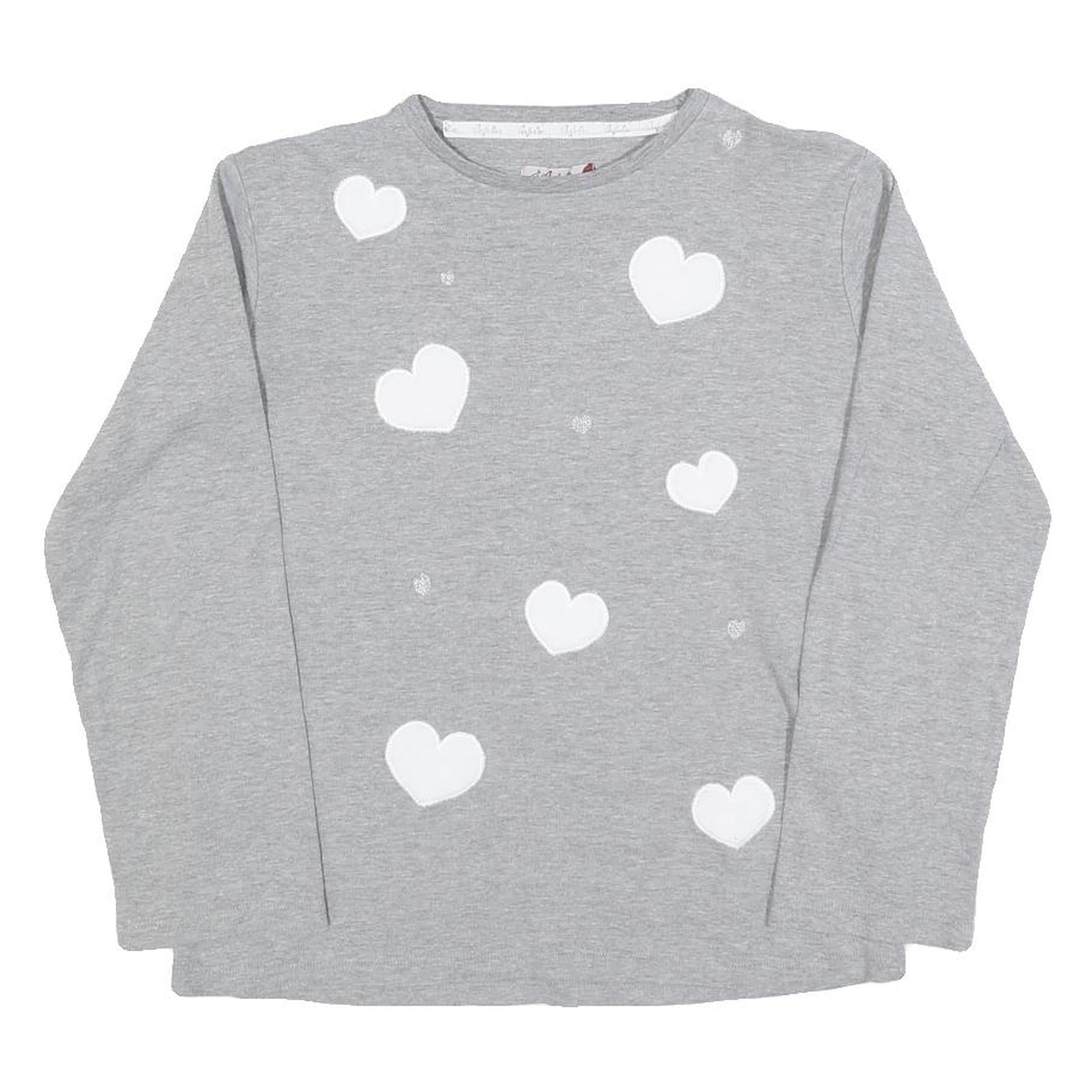 AUSTRALIAN Womens Grey Sweatshirt S Cotton Blend Crew Neck Heart Print Casual