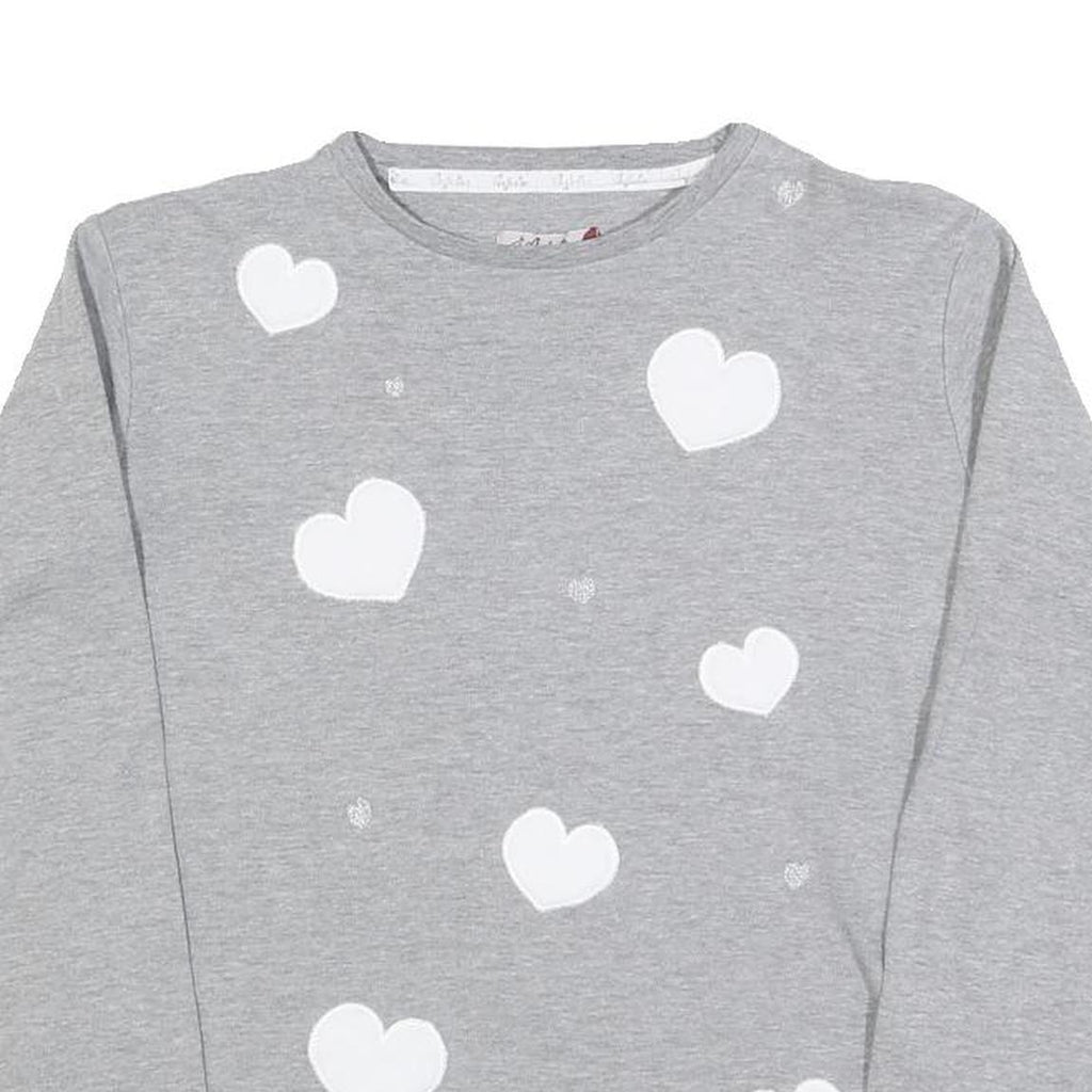 AUSTRALIAN Womens Grey Sweatshirt S Cotton Blend Crew Neck Heart Print Casual