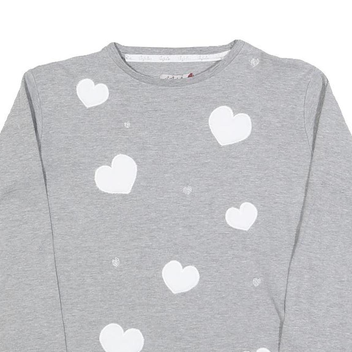 AUSTRALIAN Womens Grey Sweatshirt S Cotton Blend Crew Neck Heart Print Casual
