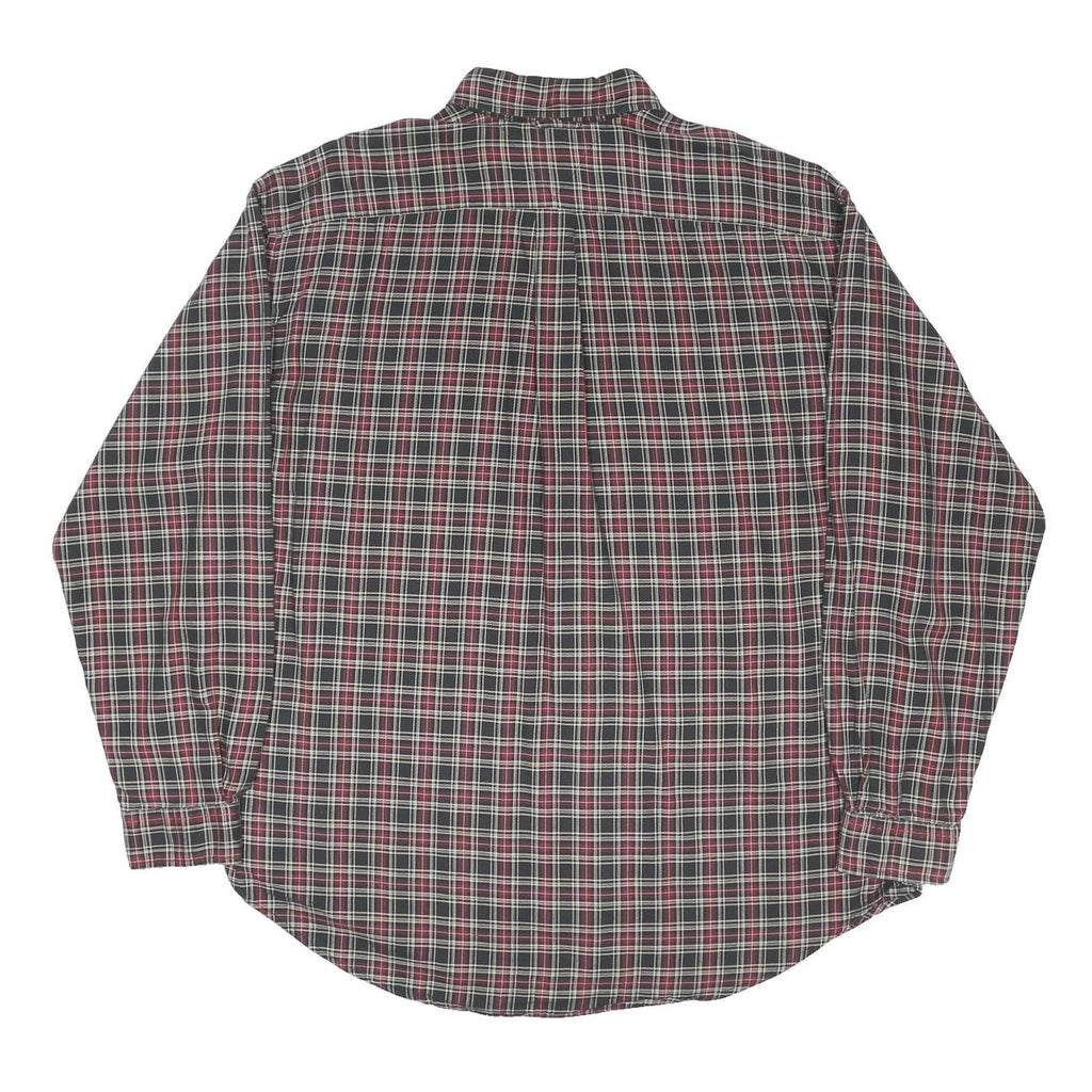 TOMMY HILFIGER Mens Black & Red Check Shirt XL Button Down Long Sleeve Fine