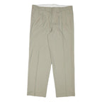 Mens Regular Fit Beige Cotton Blend Trousers W36 L30 Zip Closure Straight Leg