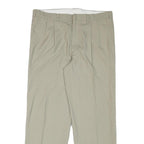Mens Regular Fit Beige Cotton Blend Trousers W36 L30 Zip Closure Straight Leg