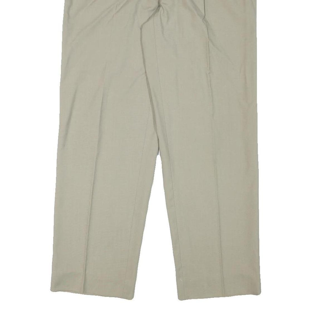 Mens Regular Fit Beige Cotton Blend Trousers W36 L30 Zip Closure Straight Leg