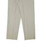 Mens Regular Fit Beige Cotton Blend Trousers W36 L30 Zip Closure Straight Leg