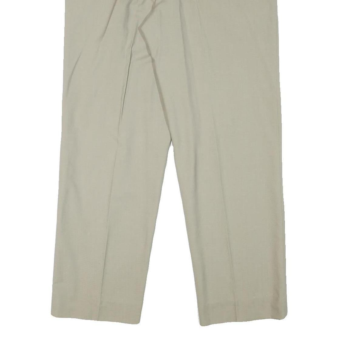 Mens Regular Fit Beige Cotton Blend Trousers W36 L30 Zip Closure Straight Leg