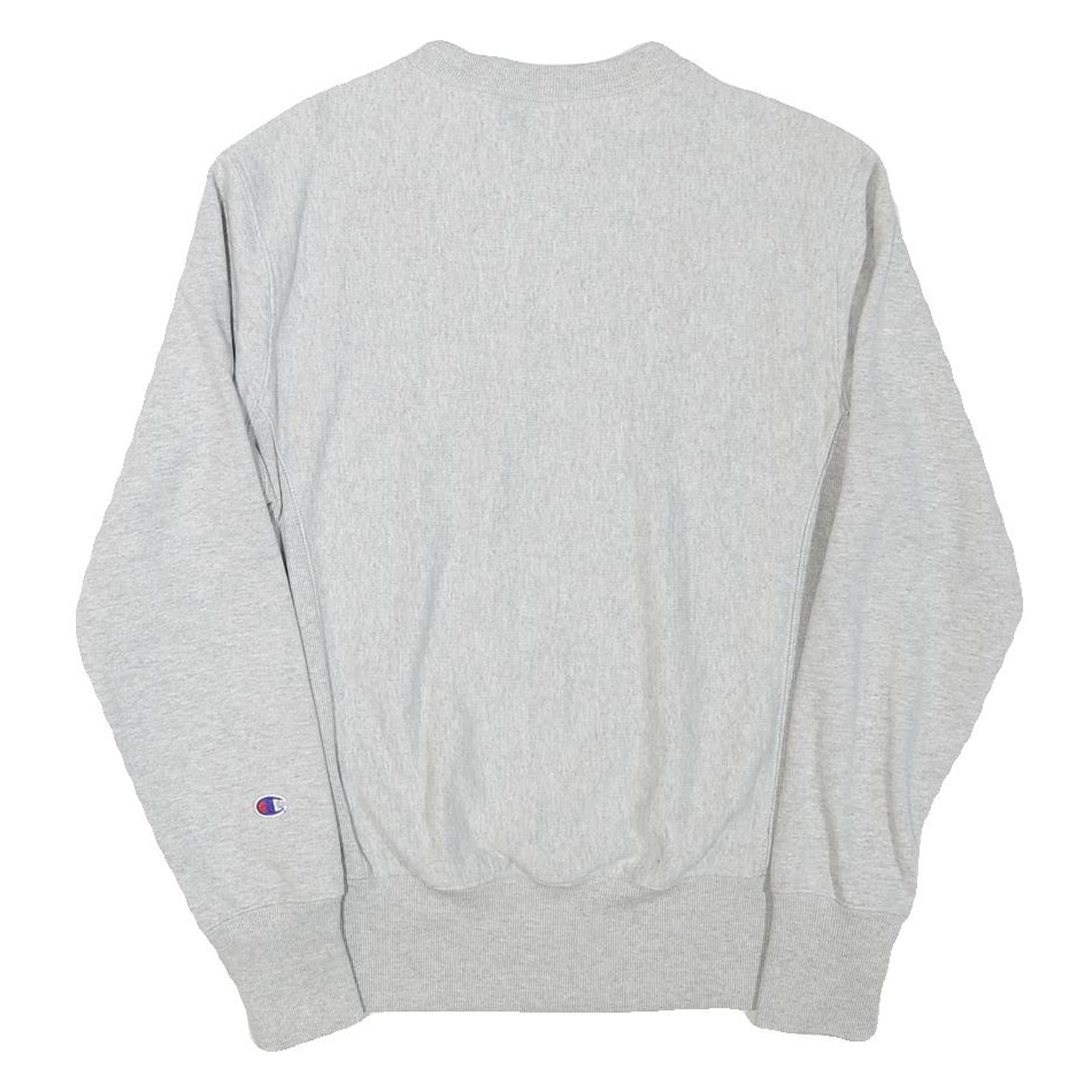 CHAMPION Mens Grey Crew Neck S Cotton Blend Sweatshirt Classic Logo
