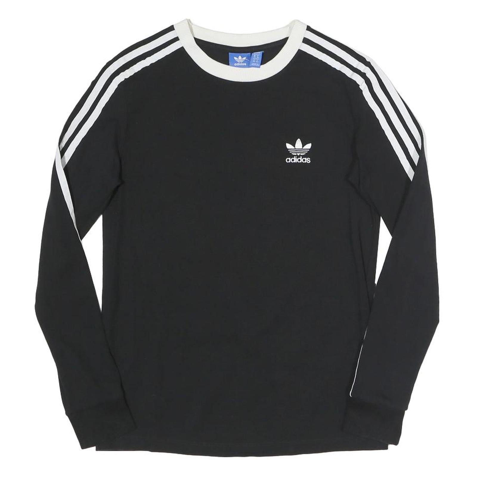 ADIDAS Womens Black & White Long Sleeve Crew Neck T-Shirt UK 8 Casual Sportswear