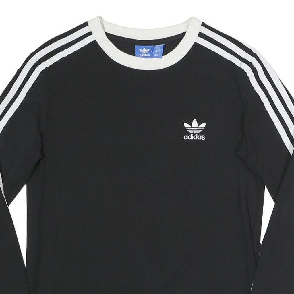 ADIDAS Womens Black & White Long Sleeve Crew Neck T-Shirt UK 8 Casual Sportswear