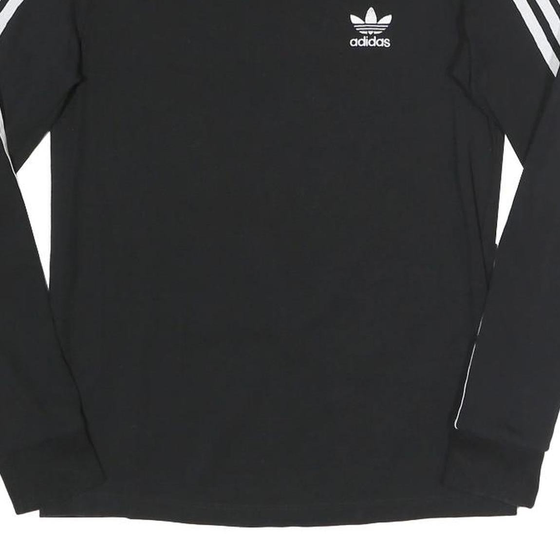 ADIDAS Womens Black & White Long Sleeve Crew Neck T-Shirt UK 8 Casual Sportswear