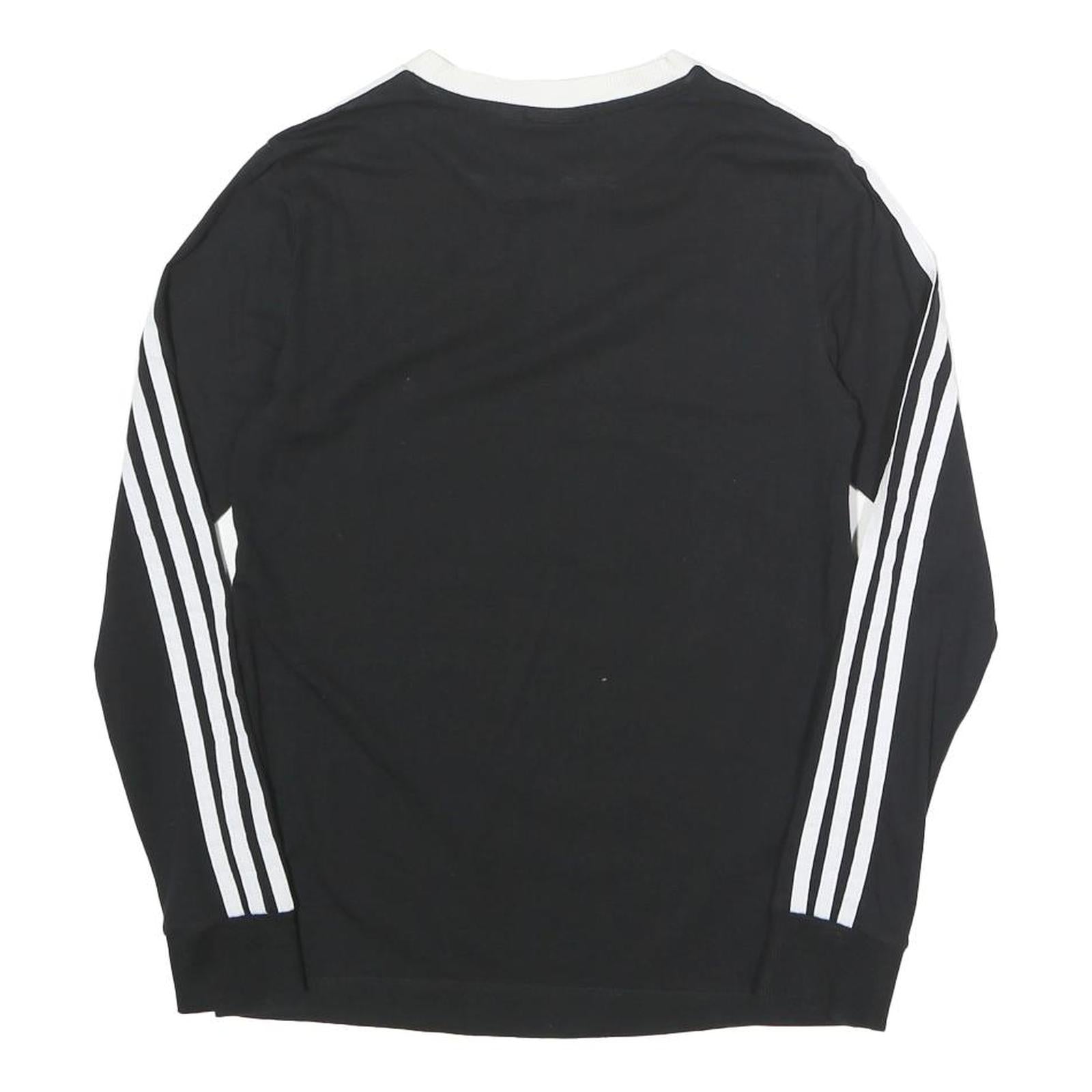 ADIDAS Womens Black & White Long Sleeve Crew Neck T-Shirt UK 8 Casual Sportswear