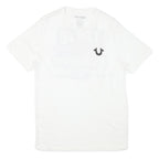TRUE RELIGION Mens White Graphic T-Shirt S Short Sleeve Crew Neck Logo Print
