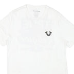TRUE RELIGION Mens White Graphic T-Shirt S Short Sleeve Crew Neck Logo Print