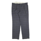 RITEX Mens Wool Regular Blue Grey Checked Trousers W34 L30 Classic Zip Closure