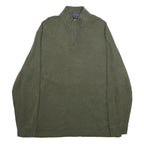 POLO RALPH LAUREN Mens Green 1/4 Zip Plain Cotton Jumper 2XL Casual Wear