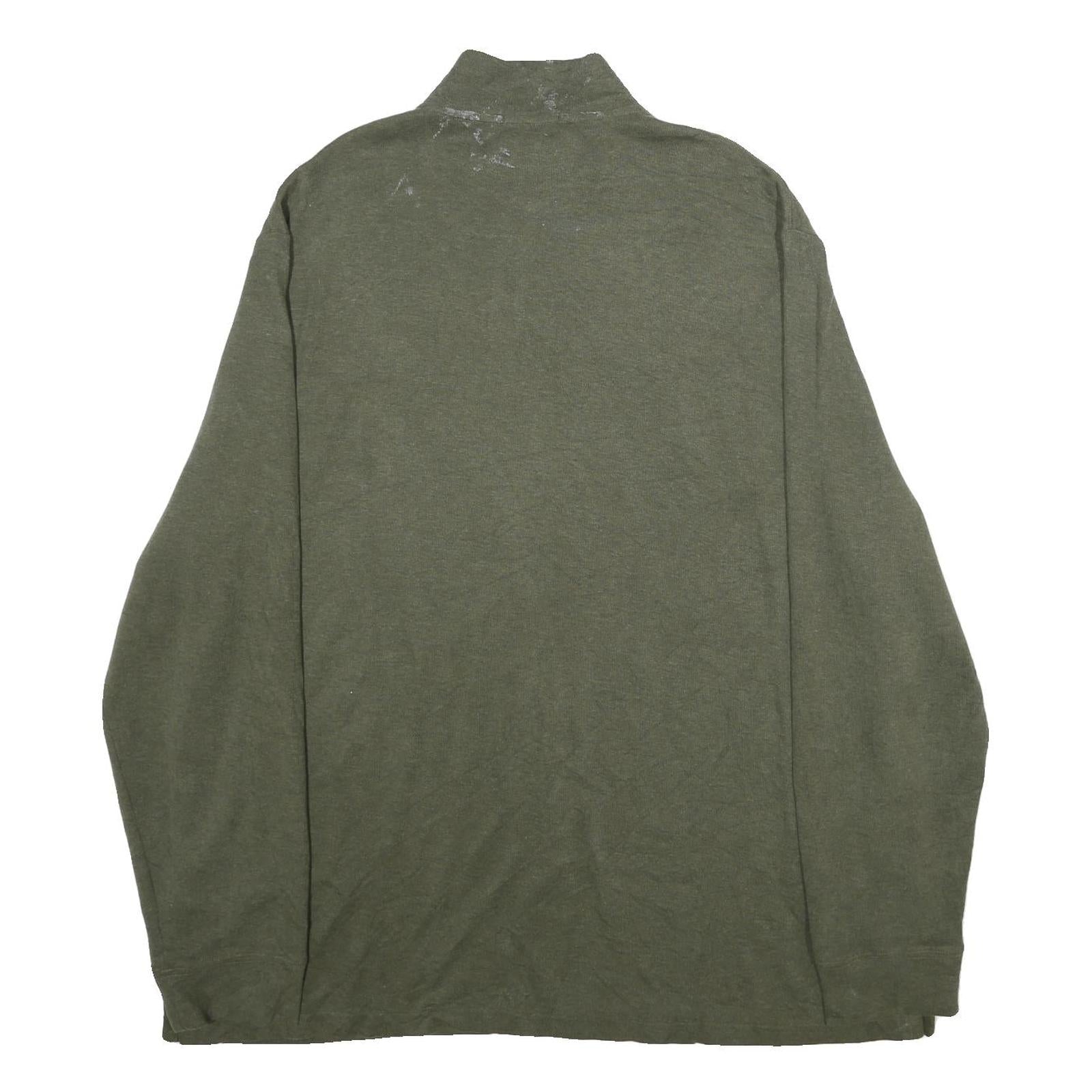 POLO RALPH LAUREN Mens Green 1/4 Zip Plain Cotton Jumper 2XL Casual Wear