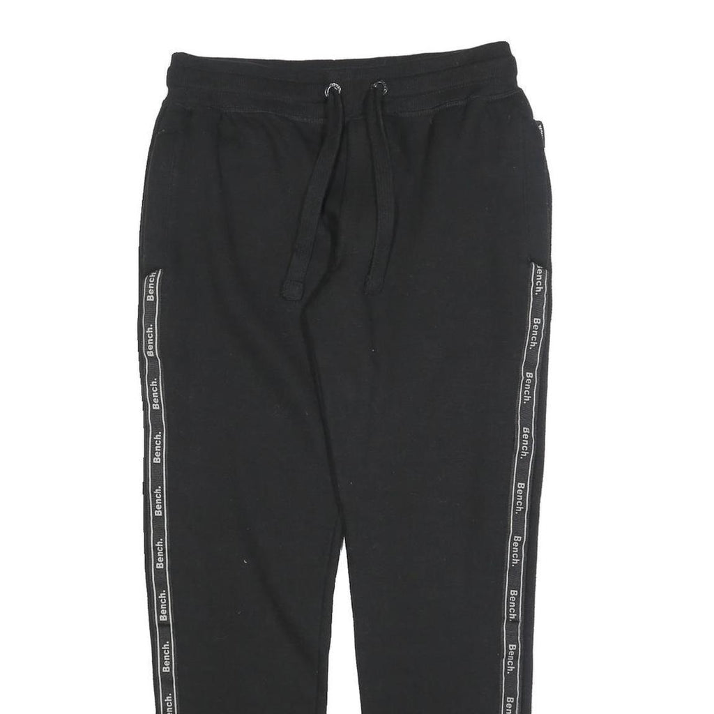 BENCH Womens Joggers Black S W28 L29 Cotton Blend Regular Fit Tapered Leg Logo
