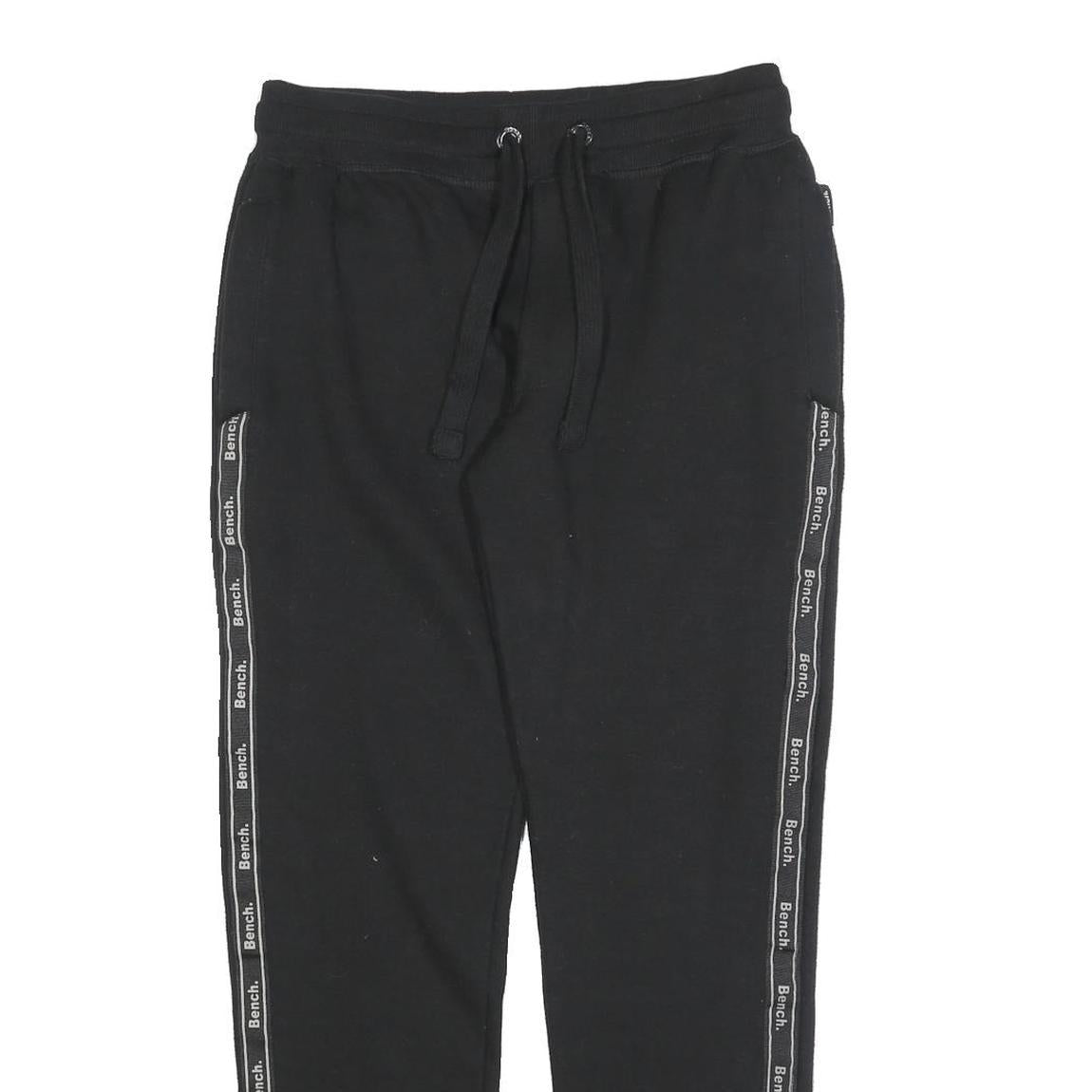 BENCH Womens Joggers Black S W28 L29 Cotton Blend Regular Fit Tapered Leg Logo