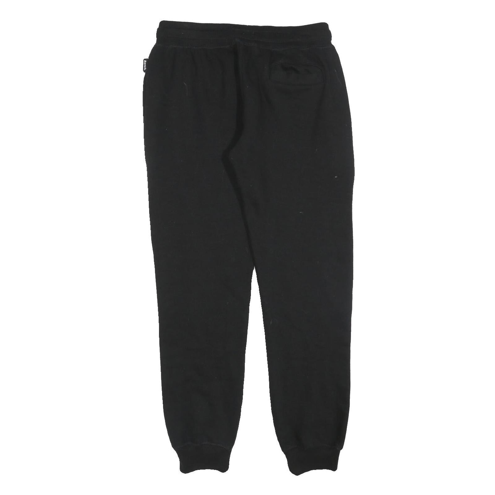 BENCH Womens Joggers Black S W28 L29 Cotton Blend Regular Fit Tapered Leg Logo