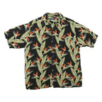 PURITAN Mens Black Green & Orange Floral Cotton Blend Shirt M Summer Casual